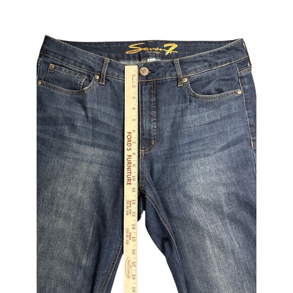 Seven 7 Weekend Slim Fit Jeans Dark Wash Denim Raw Hem Size 14 Stretch High Rise - Picture 4 of 10